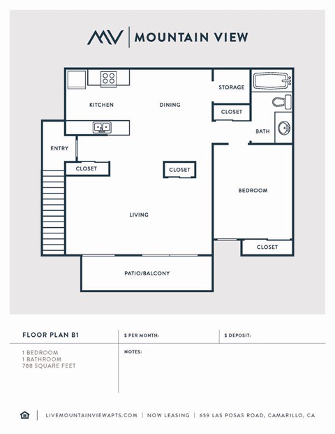 Mountain View Apartments Floorplan B1